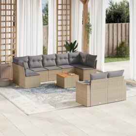 Gartensofa-Set mit beigen Kissen, 10-teilig, synthetisches Rattan von , Gartensets - Ref: Foro24-3256605, Preis: 701,99 €, Ra...