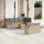 Gartensofa-Set mit beigen Kissen, 10-teilig, synthetisches Rattan von , Gartensets - Ref: Foro24-3256605, Preis: 701,99 €, Ra...