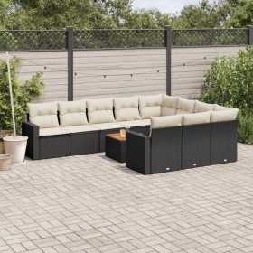 11-teilige Gartensofagarnitur und schwarze synthetische Rattankissen von , Gartensets - Ref: Foro24-3256630, Preis: 666,81 €,...