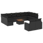 Gartensofa- und Kissenset 13-teilig aus schwarzem synthetischem Rattan von , Gartensets - Ref: Foro24-3256685, Preis: 839,43 ...