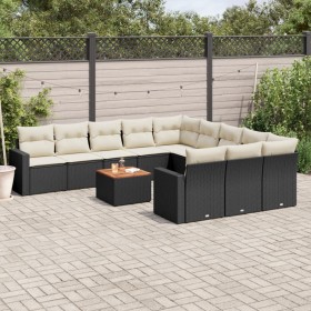 Gartensofa-Set 12-teilig mit schwarzen synthetischen Rattankissen von , Gartensets - Ref: Foro24-3256679, Preis: 702,79 €, Ra...