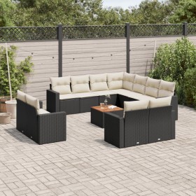 Gartensofa- und Kissenset 13-teilig aus schwarzem synthetischem Rattan von , Gartensets - Ref: Foro24-3256721, Preis: 862,99 ...