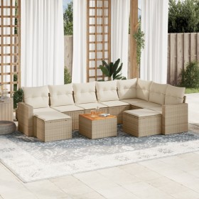 Gartensofa-Set mit beigen Kissen, 10-teilig, synthetisches Rattan von , Gartensets - Ref: Foro24-3256737, Preis: 721,99 €, Ra...