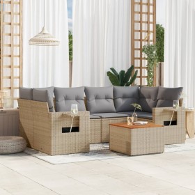 Gartensofa-Set mit beigem Kissenmix, 7-teilig aus PE-Rattan von , Gartensets - Ref: Foro24-3256794, Preis: 524,45 €, Rabatt: %