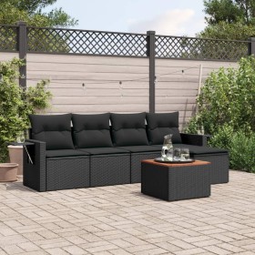 6-teiliges Gartensofa-Set und schwarze synthetische Rattankissen von , Gartensets - Ref: Foro24-3256867, Preis: 444,40 €, Rab...