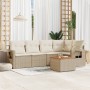 Garden sofa set with cushions 6 pieces beige synthetic rattan by , Garden sets - Ref: Foro24-3256884, Price: 534,28 €, Discou...