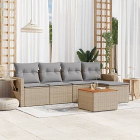 Gartensofa-Set mit beigem Kissenmix, 6-teilig, PE-Rattan von , Gartensets - Ref: Foro24-3256871, Preis: 409,99 €, Rabatt: %