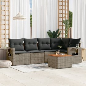 6-piece garden furniture set and gray synthetic rattan cushions by , Garden sets - Ref: Foro24-3256886, Price: 437,57 €, Disc...