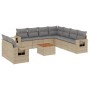 Gartensofa-Set mit beigen Kissen, 10-teilig, synthetisches Rattan von , Gartensets - Ref: Foro24-3256962, Preis: 776,75 €, Ra...