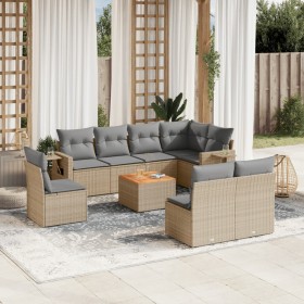 Gartensofa-Set mit beigem Kissenmix, 9-teilig aus PE-Rattan von , Gartensets - Ref: Foro24-3256934, Preis: 669,99 €, Rabatt: %