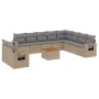 Garden sofa set with beige cushions mix 11 pieces PE rattan by , Garden sets - Ref: Foro24-3256969, Price: 863,61 €, Discount: %