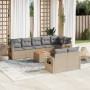 Gartensofa-Set mit beigem Kissenmix, 9-teilig aus PE-Rattan von , Gartensets - Ref: Foro24-3256983, Preis: 733,94 €, Rabatt: %