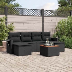 7-teiliges Garten-Essset und schwarze Kissen aus synthetischem Rattan von , Gartensets - Ref: Foro24-3257014, Preis: 481,50 €...