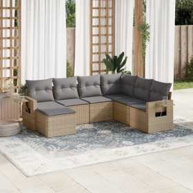 7-piece garden sofa set and beige synthetic rattan cushions by , Garden sets - Ref: Foro24-3252836, Price: 510,99 €, Discount: %