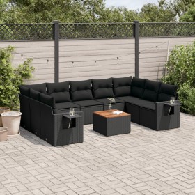 Gartensofa-Set, 10-teilig, schwarze Kissen aus synthetischem Rattan von , Gartensets - Ref: Foro24-3257035, Preis: 721,84 €, ...