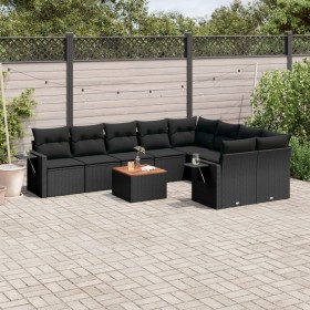 Gartensofa-Set, 10-teilig, schwarze Kissen aus synthetischem Rattan von , Gartensets - Ref: Foro24-3257049, Preis: 721,84 €, ...