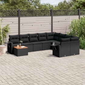 Set de sofás de jardín 10 pzas cojines ratán sintético negro de , Conjuntos de jardín - Ref: Foro24-3257056, Precio: 730,99 €...