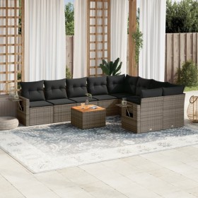 10-piece garden sofa set with gray synthetic rattan cushions by , Garden sets - Ref: Foro24-3257054, Price: 662,72 €, Discoun...