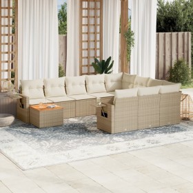 Set de sofás de jardín 11pzas con cojines ratán sintético beige de , Conjuntos de jardín - Ref: Foro24-3257080, Precio: 758,9...