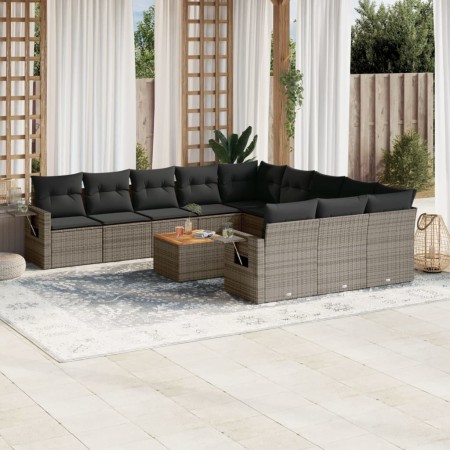 12-teiliges Gartensofa-Set mit grauen synthetischen Rattankissen von , Gartensets - Ref: Foro24-3257124, Preis: 818,11 €, Rab...