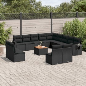 14-teiliges Gartensofa-Set mit schwarzen synthetischen Rattankissen von , Gartensets - Ref: Foro24-3257147, Preis: 891,36 €, ...