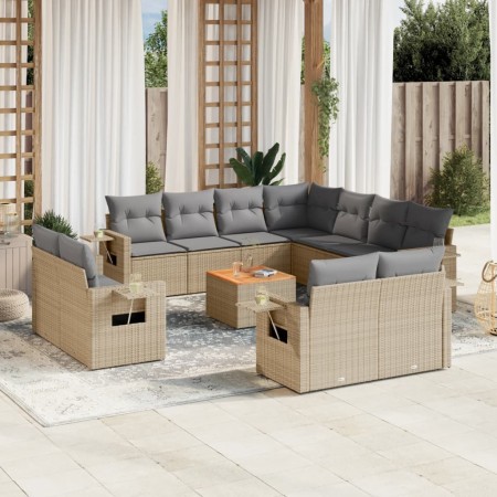 Gartensofa-Set mit beigem Kissenmix, 12-teilig aus PE-Rattan von , Gartensets - Ref: Foro24-3257158, Preis: 1,00 €, Rabatt: %