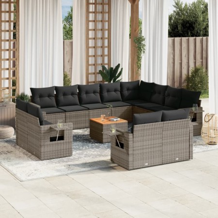 Gartensofa-Set mit Kissen, 13-teilig, graues synthetisches Rattan von , Gartensets - Ref: Foro24-3257166, Preis: 1,00 €, Raba...