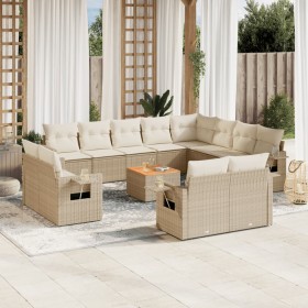 Gartensofa-Set mit Kissen, 13-teilig, beiges synthetisches Rattan von , Gartensets - Ref: Foro24-3257164, Preis: 1,00 €, Raba...