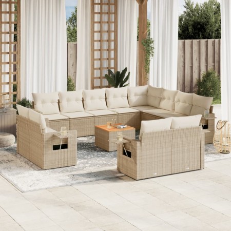 Set sofás de jardín con cojines 13 pzas ratán sintético beige de , Conjuntos de jardín - Ref: Foro24-3257164, Precio: 1,00 €,...