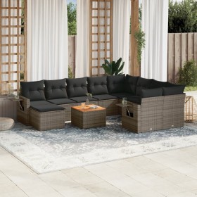 11-piece garden sofa set and gray synthetic rattan cushions by , Garden sets - Ref: Foro24-3257187, Price: 710,49 €, Discount: %