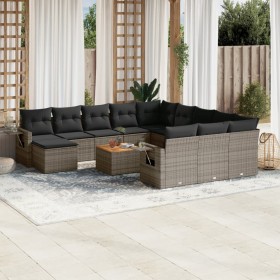 Gartensofa-Set mit Kissen, 13-teilig, graues synthetisches Rattan von , Gartensets - Ref: Foro24-3257201, Preis: 895,59 €, Ra...