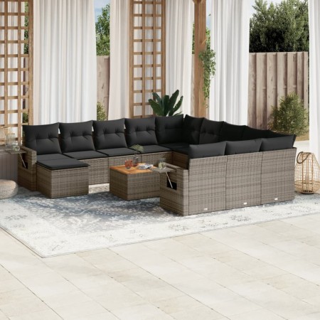 Gartensofa-Set mit Kissen, 13-teilig, graues synthetisches Rattan von , Gartensets - Ref: Foro24-3257201, Preis: 861,16 €, Ra...