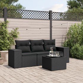 4-teilige Gartensofagarnitur mit schwarzen synthetischen Rattankissen von , Gartensets - Ref: Foro24-3254602, Preis: 317,99 €...