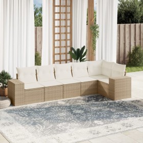 Garden sofa set with cushions 6 pieces beige synthetic rattan by , Garden sets - Ref: Foro24-3254925, Price: 568,39 €, Discou...