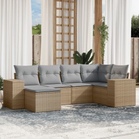 Gartensofa-Set mit Kissen, 6-teilig, beiges synthetisches Rattan von , Gartensets - Ref: Foro24-3255196, Preis: 523,02 €, Rab...