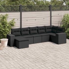 7-piece garden dining set and black synthetic rattan cushions by , Garden sets - Ref: Foro24-3255212, Price: 491,99 €, Discou...