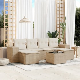 7-teiliges Gartensofa-Set und beige synthetische Rattankissen von , Gartensets - Ref: Foro24-3255265, Preis: 528,26 €, Rabatt: %