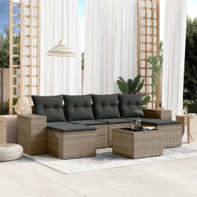 7-piece garden sofa set with gray PE rattan cushions by , Garden sets - Ref: Foro24-3255267, Price: 480,45 €, Discount: %