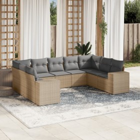 Set de sofás de jardín 9 pzas con cojines ratán sintético beige de , Conjuntos de jardín - Ref: Foro24-3255336, Precio: 706,9...