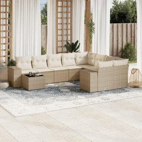 Gartensofa-Set mit beigen Kissen, 10-teilig, synthetisches Rattan von , Gartensets - Ref: Foro24-3255395, Preis: 867,35 €, Ra...