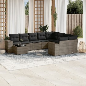 10-piece garden sofa set with gray synthetic rattan cushions by , Garden sets - Ref: Foro24-3255397, Price: 698,70 €, Discoun...