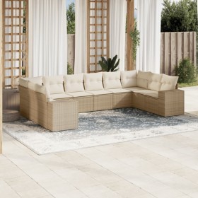 Gartensofa-Set mit beigen Kissen, 10-teilig, synthetisches Rattan von , Gartensets - Ref: Foro24-3255405, Preis: 717,11 €, Ra...