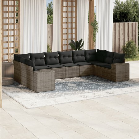 10-piece garden sofa set with gray synthetic rattan cushions by , Garden sets - Ref: Foro24-3255407, Price: 666,87 €, Discoun...