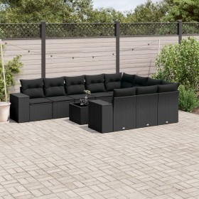 11-teiliges Gartensofa-Set und schwarze synthetische Rattankissen von , Gartensets - Ref: Foro24-3255432, Preis: 720,98 €, Ra...