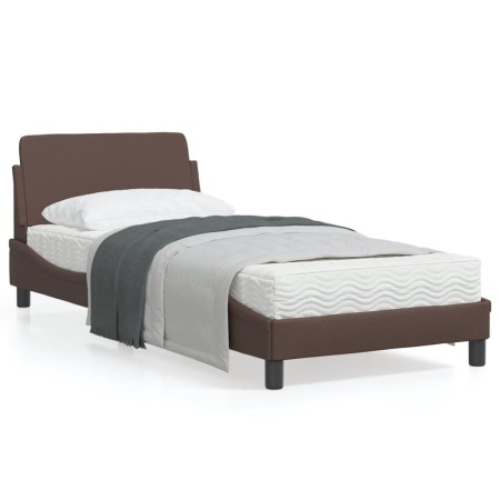 Bed frame with headboard brown synthetic leather 80x200cm by , Beds and slatted bases - Ref: Foro24-373080, Price: 113,27 €, ...