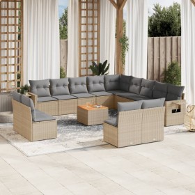 Gartensofa-Set 14-teilig und beige synthetische Rattankissen-Mischung von , Gartensets - Ref: Foro24-3257151, Preis: 934,11 €...