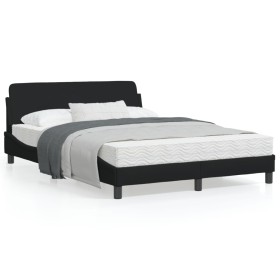 Estructura de cama con cabecero de tela negro 140x200 cm de , Camas y somieres - Ref: Foro24-373187, Precio: 138,98 €, Descue...