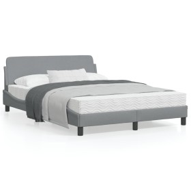 Light gray fabric bed frame with headboard 120x200 cm by , Beds and slatted bases - Ref: Foro24-373145, Price: 143,99 €, Disc...