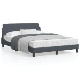 Estructura cama con cabecero terciopelo gris oscuro 140x200 cm de , Camas y somieres - Ref: Foro24-373193, Precio: 147,99 €, ...