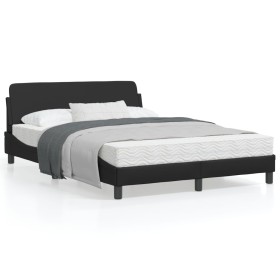 Bed frame with headboard black synthetic leather 120x200cm by , Beds and slatted bases - Ref: Foro24-373158, Price: 133,71 €,...